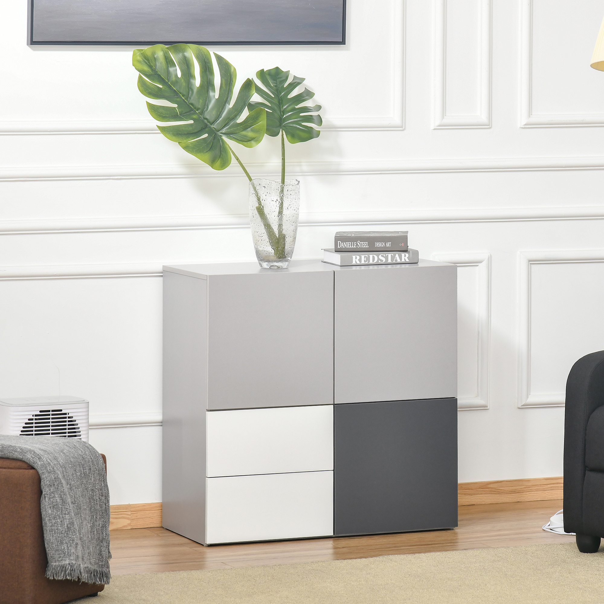 Homcom Armadietto Multiuso con Cassetti e Ante in Legno, Mobile per Soggiorno, Camera da Letto, Ufficio Aosom