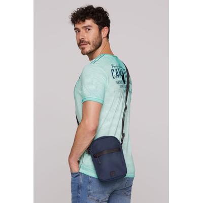 Umhängetasche CAMP DAVID, Damen, Gr. B/H/T: 18cm x 25cm x 3cm, blau (schwarz teal), Polyester, unifarben, Taschen Umhängetasche, mit tiefem Vorfach