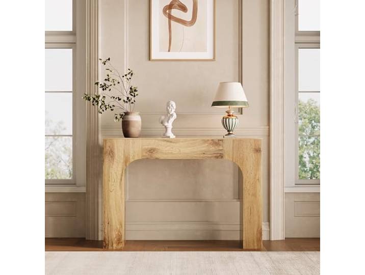 Schmaler Landhaus-Konsolentisch,Langer Holztisch Für Wohnzimmer,120x30x84cm Dicke Holzplatte, Schlankes Holz-Akzentmöbel, Rechteckiger Sofatisch für Hinter die Couch, Flur, Foyer, Eingangsbereich