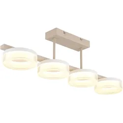 LED Deckenleuchte Ringe sandfarben Designlampe Esszimmerleuchte Wohnzimmerlampe, Metall, 24W 1600Lm warmweiß, LxBxH 67x13x19,5 cm