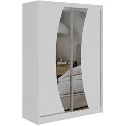 SCHWEBETÜRENSCHRANK 150 - VERONA - Weiß mit Spiegel