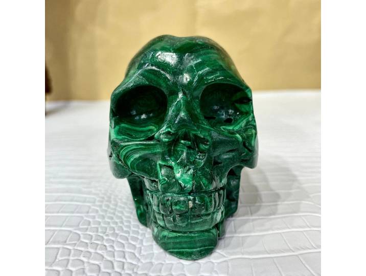 Crâne de Malachite vert naturel, crâne poli en pierre brute de Malachite brute en cristal de Quartz, minéral, guérison