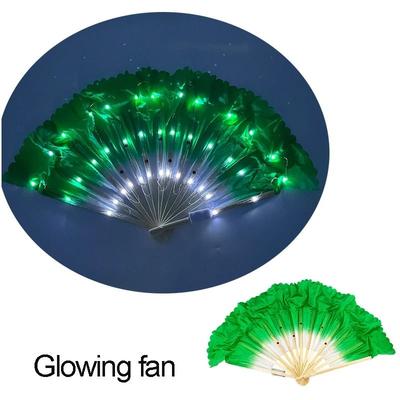 Inspired Finds LED Neon Folding Rave Fan Luminous Party Hand Fan For Festivals & Events 13in On Off Champagne Glow Fan