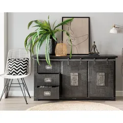 3S Frankenmöbel »Cosma« Massivholz Sideboard V grau