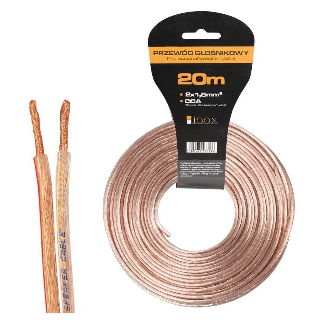 Libox Kabel głośnikowy 2x1 50 LB0008-20 Audio-Kabel 20 m Transparent (20 m, 1.50 mm²) (LB0008-20)