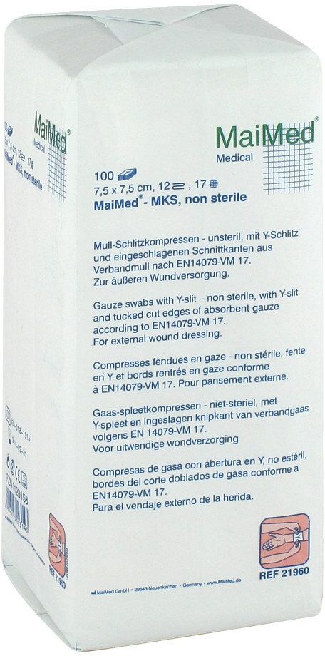 Schlitzkompressen 7,5x7,5cm 12fach unsteril 100stk