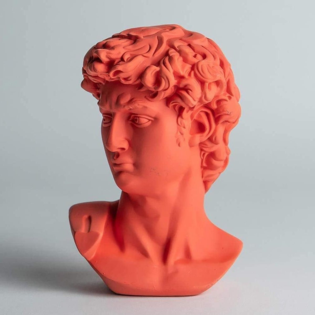 Klassiek Grieks Hars Hoofd Standbeeld - Buste Decoratie voor op een Tafelblad - Roze