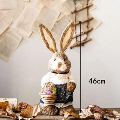 Uplift Essentials Easter Straw Rabbit Ornament High Definition Artisanal Bunny Figurine style 6