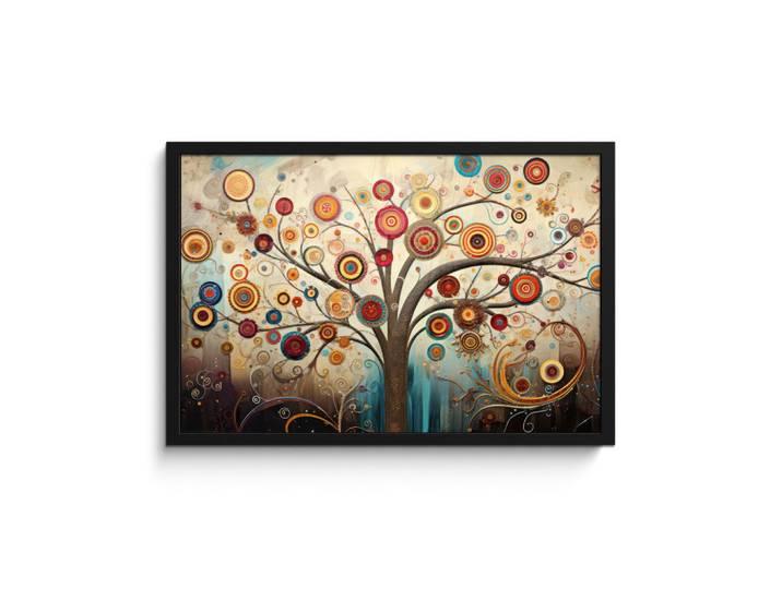 MuchoWow Poster MIT Rahmen Baum - Baum des Lebens - Farbe 60x40 cm, Braun, Papier, Rechteckig, 60x40 cm, gerahmt, Bilder & Rahmen, Bilder