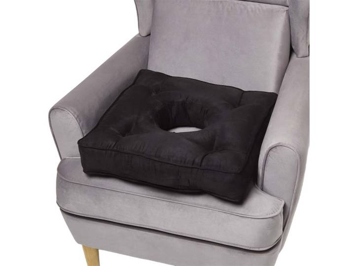 SITZKISSEN mit Aussparung schwarz 50/50/10 cm – Entlastungskissen, Velours