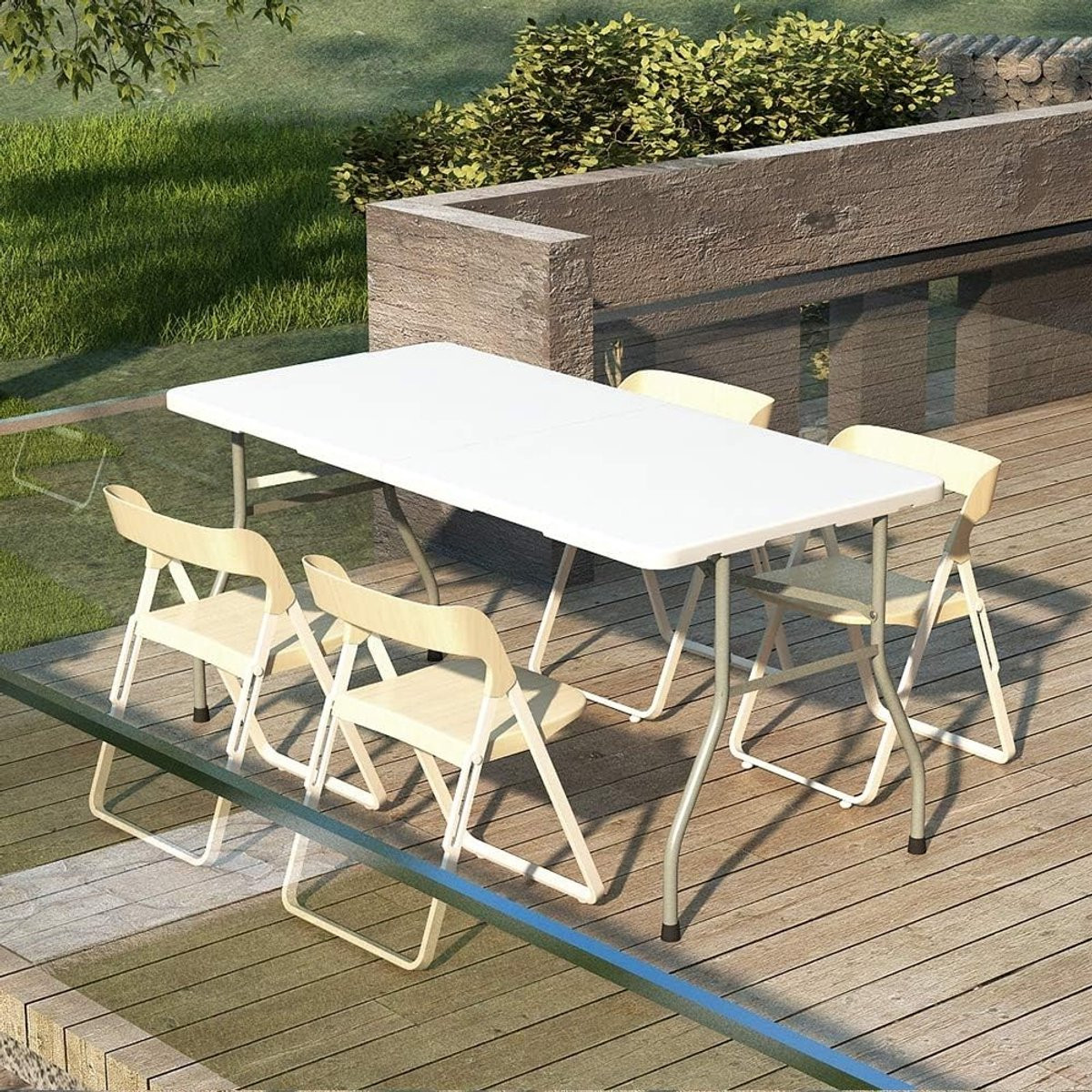 Zware opvouwbare picknicktafel voor buiten en camping met draaghandvat