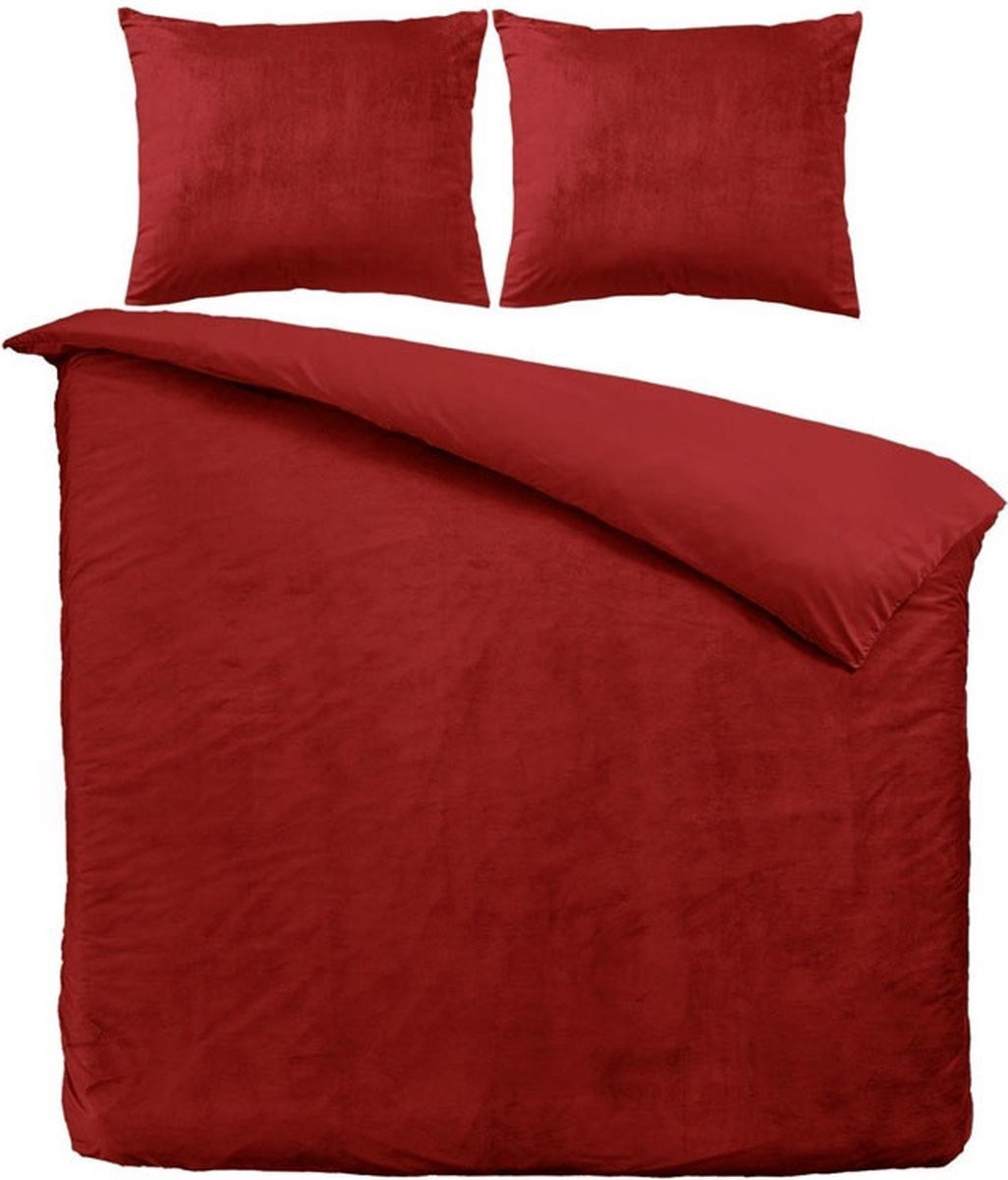 Beau Maison Velvet Dekbedovertrek Rood - 140 x 200 cm met 1 kussensloop
