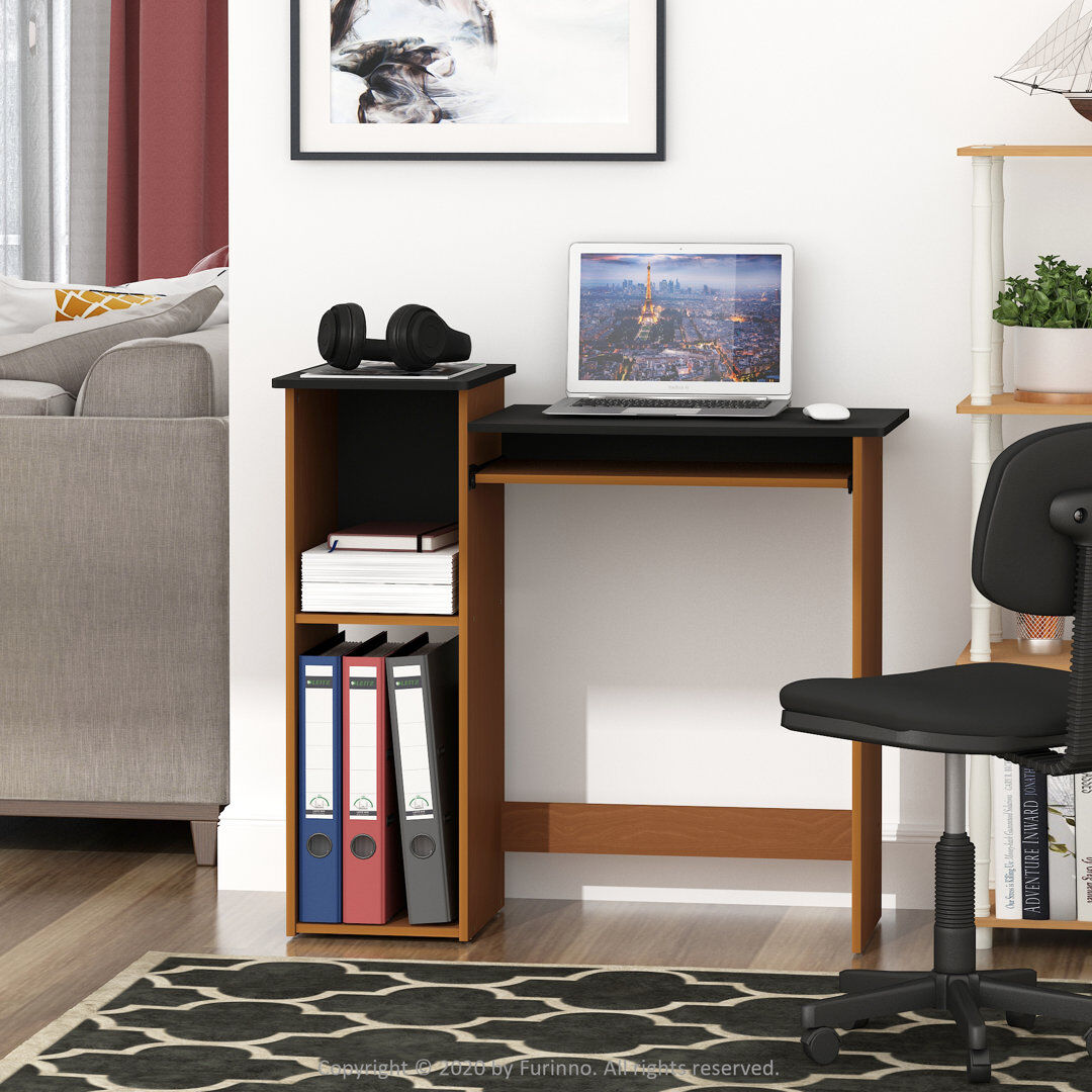 17 Stories Royce Computer Desk Cherry/Black 77.7cm H X 83.8cm W X 39.6cm D