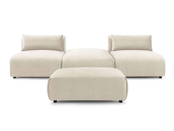3er Sofa mit Hocker BOBOCHIC JEANNE Samt beige