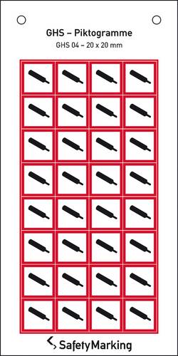 SafetyMarking 30.B1021 GHS-Gefahrenpiktogramm 04 Gasflasche Folie selbstklebend (B x H) 20mm x 20mm 32St.