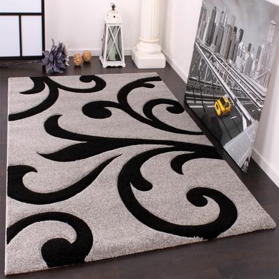 Paco Home Modern Area Rug Floral Pattern with Contour Cut