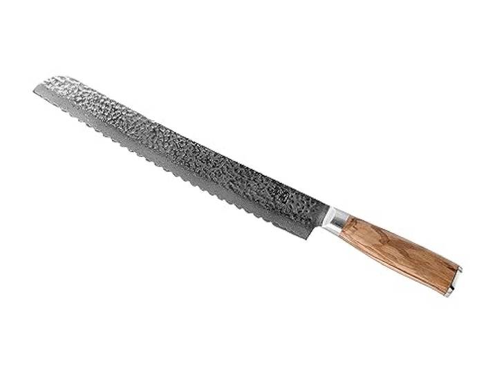 Sallys Pankiri Messer- aus rostfreiem Damaszener-Stahl - Griff aus hochwertigem Olivenholz, inkl. edler Holzbox zur sicheren Aufbewahrung, 67-lagigen VG-10-Damaskus-Stahl