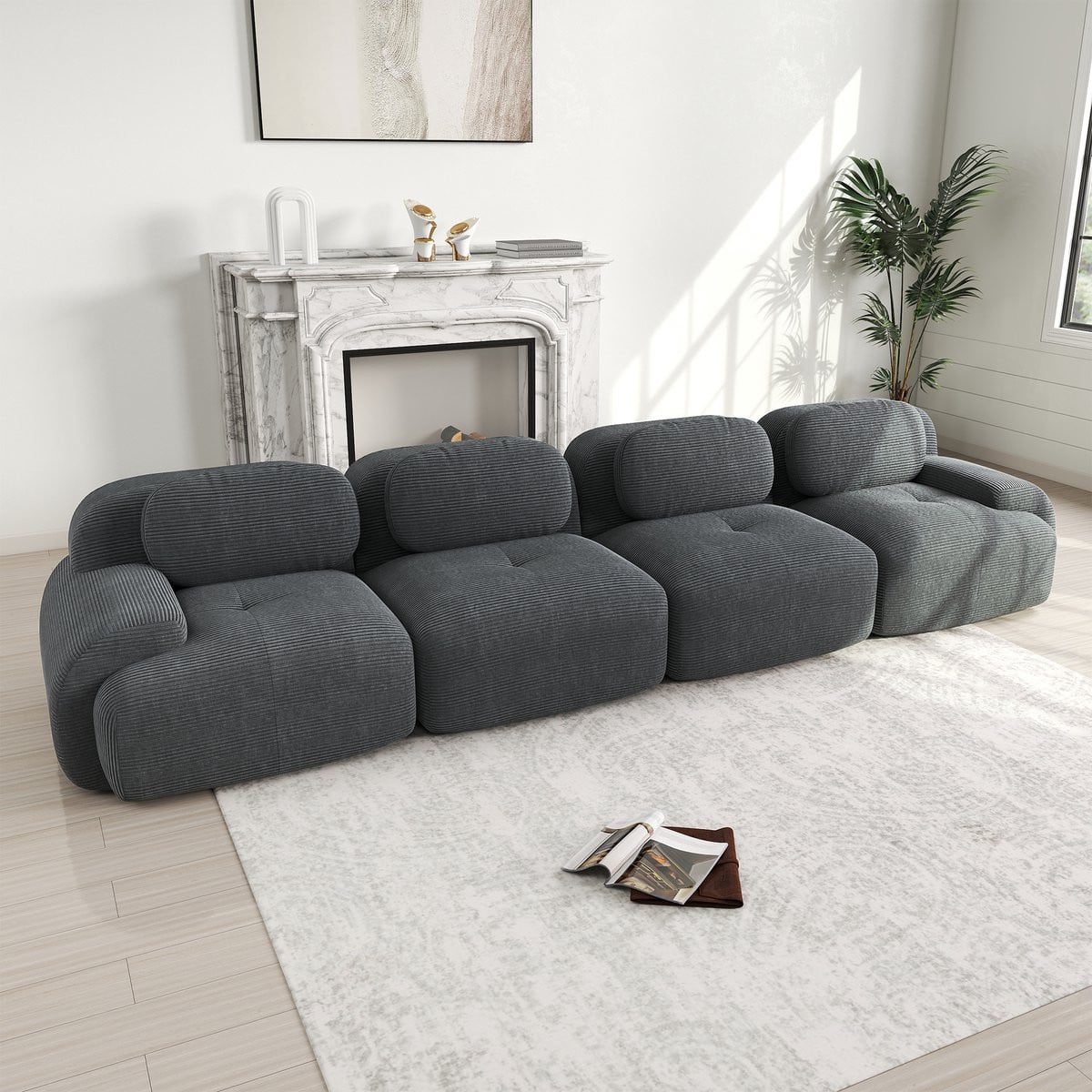 MODFU Modulaire Hoekbank - Modern - Grijs Cordstof