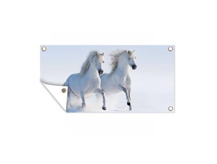 Tuinposter - 160x80 cm - Winter - Paarden - Sneeuw