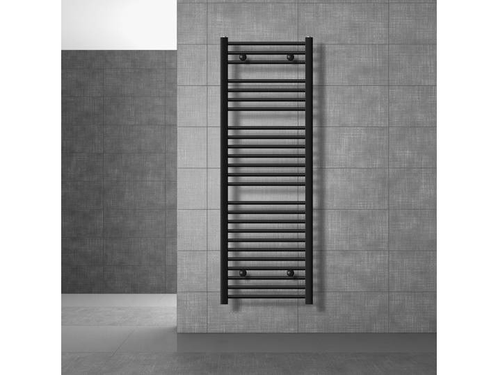 LuxeBath Badheizkörper Sahara, 500x1500 mm, Schwarz, gebogen mit Seitenanschluss, ohne Heizstab
