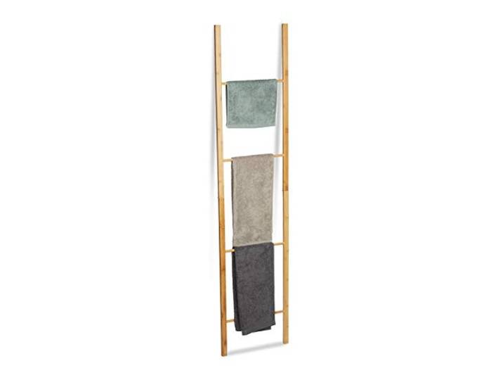 Relaxdays Porte-serviettes pliable en bambou avec 4 barres porte-serviettes à poser Aspect naturel 180 x 42 x 2 cm