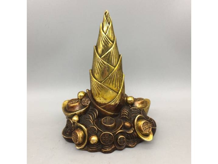 Statue de bambou porte-bonheur en forme de lingot de cuivre, plante porte-bonheur, décoration de bureau et de maison, cadeau pour ornement de bureau