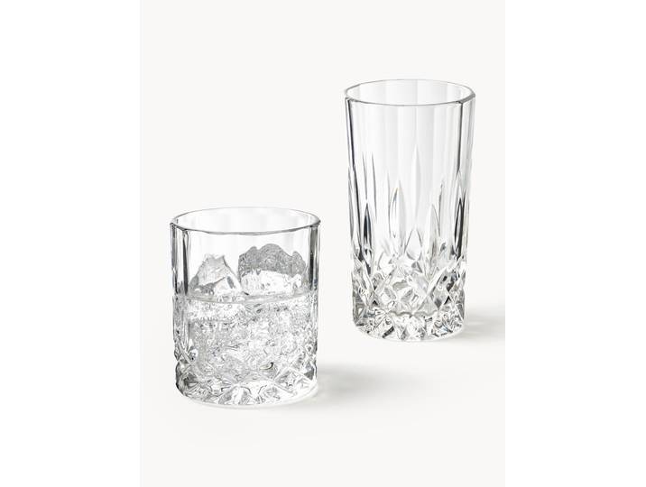 Whisky- & highballglazen George met reliëfpatroon, 8-delig