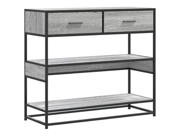 HAQWRDQSG Konsolentisch Grau Sonoma 90x35x80 cm Flurtisch Metall Vielseitige Ablage mit Schubladen für Schlafzimmer und Diele, industrielles Design mit robuster Metallstruktur.