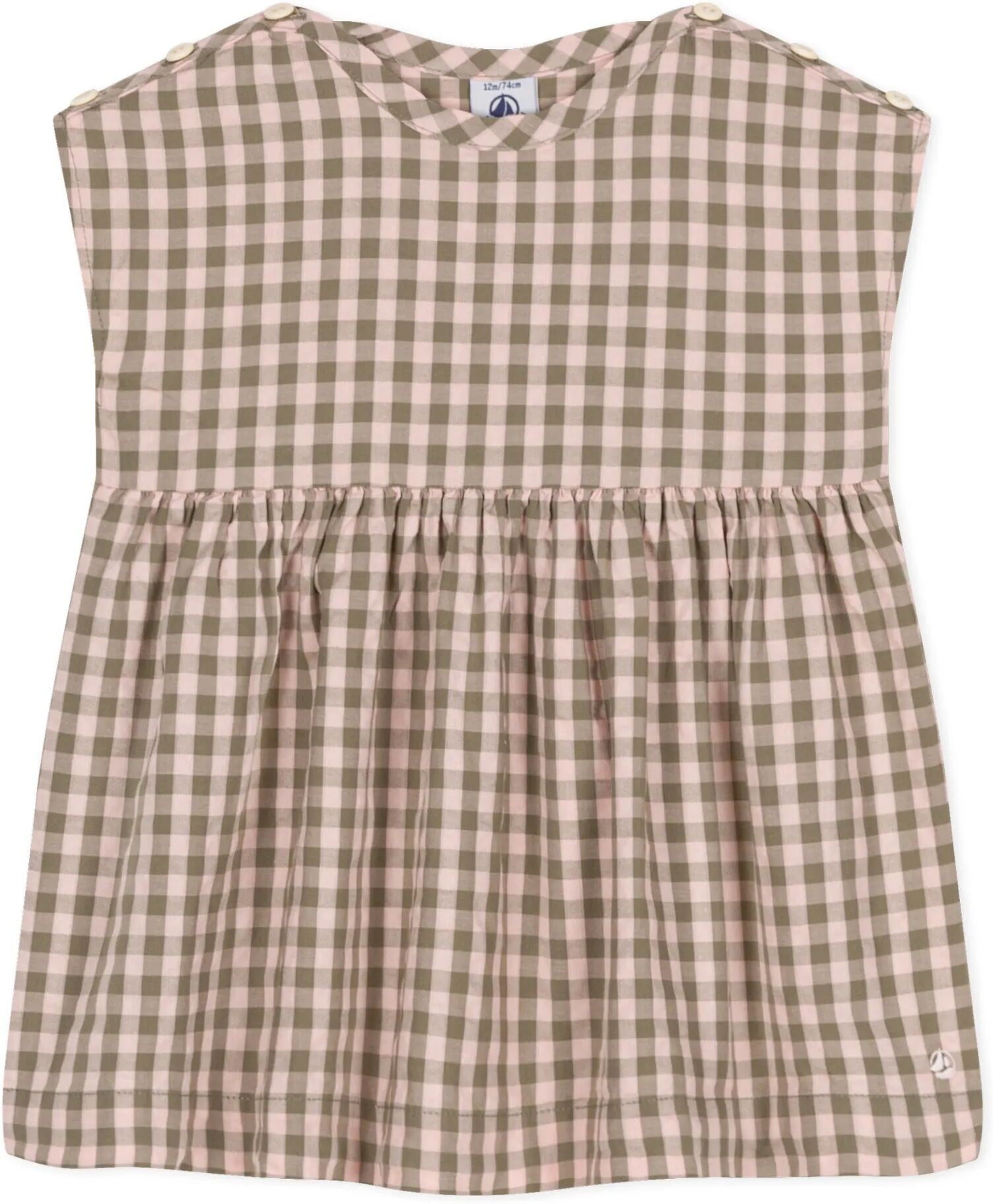 Petit Bateau Robe Macaro Vichy Seersucker Rose poudré 36 mois