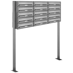 AL Briefkastensysteme 15 Fächer Premium Edelstahl Stand Briefkasten Anlage für Post A4 modern, robust, wetterfest, Artikelnummer: 132T15S3