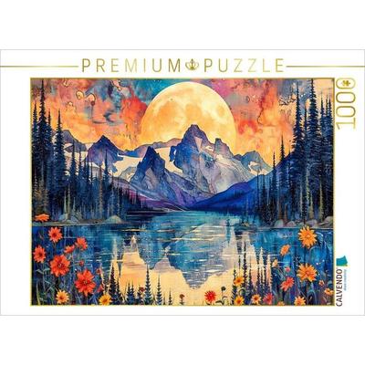 CALVENDO Puzzle Romantische Szenen unter dem Sternenhimmel am Bergsee. | 1000 Teile Lege-Größe 64x48cm Foto-Puzzle für glückliche Stunden