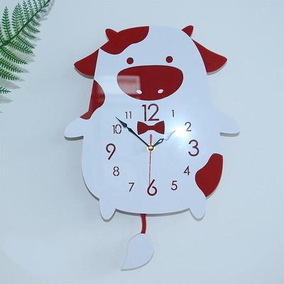 Snug & Styled Silent Cow Swing Acrylic Wall Clock For Home Office Bedroom Decor red