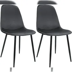 Proregal CHEFGASTRO 2er Set Esszimmerstuhl MEXICO CITY Samt HxBxT 88x45x54cm Dunkelgrau Küchenstuhl