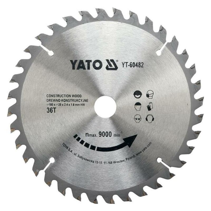 Yato Profi HM Kreissägeblatt für Bauholz nagelfest 180x20mm 36T YT-60482 (YT-60482)