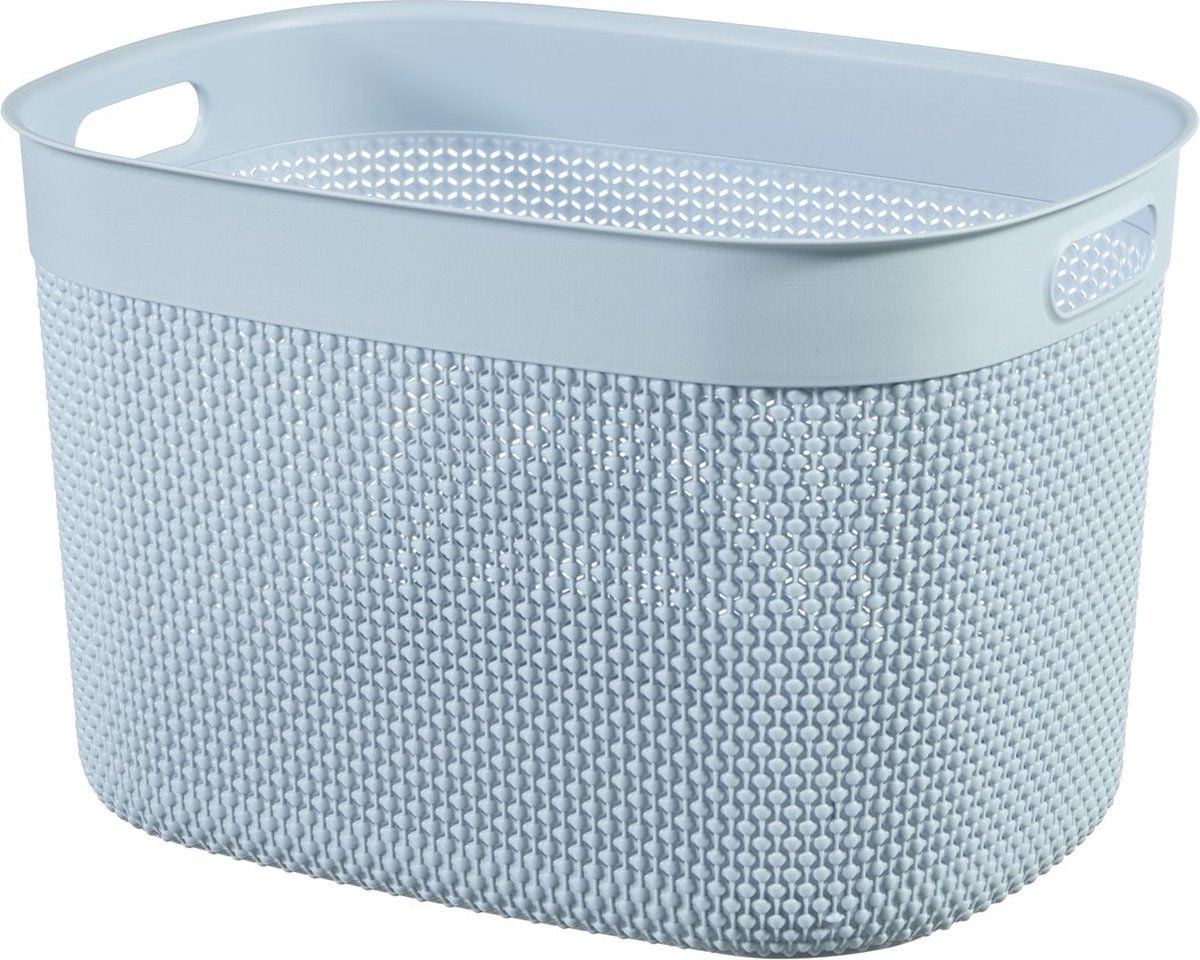 Curver Filo Mand XL Opbergmand 30L Stone Blue met handvatten en open weefpatroon B/D/H: 44 x 33 x 27 cm
