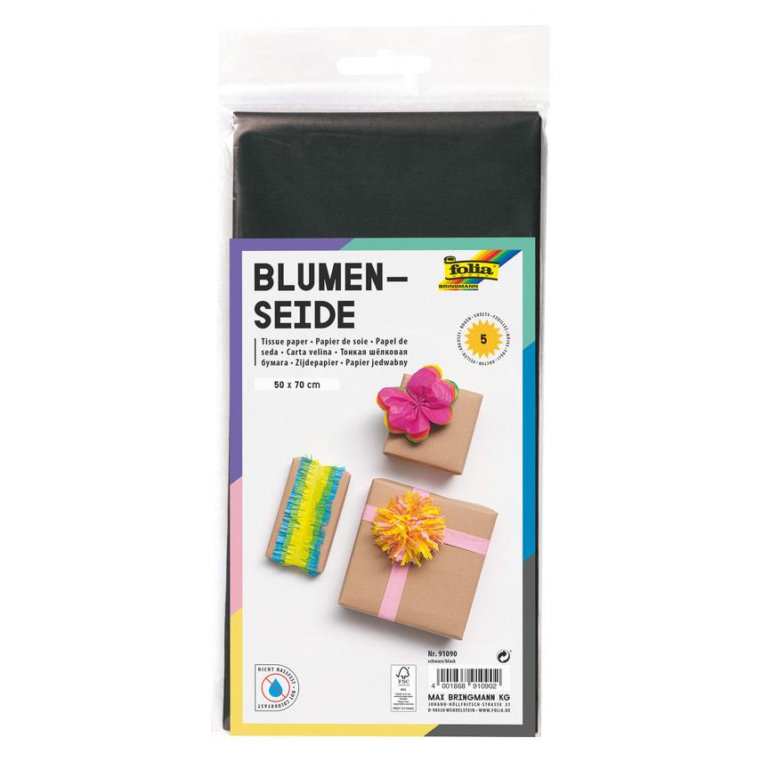 Folia Seidenpapier, (B)500 x (H)700 mm, 20 g/qm, schwarz (20 g/m²) (91090)