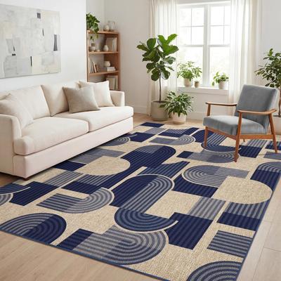 Garvee Modern Geometric Stripes Easy Jute Area Rug