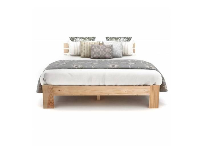 Lit en bois lit double avec tête de lit en cadre de lit avec sommier à lattes-200 x 140 cm bois massif lit double - Naturel