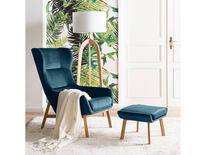 Ohrensessel Blau/Blau Samt 65 x 100 x 88cm