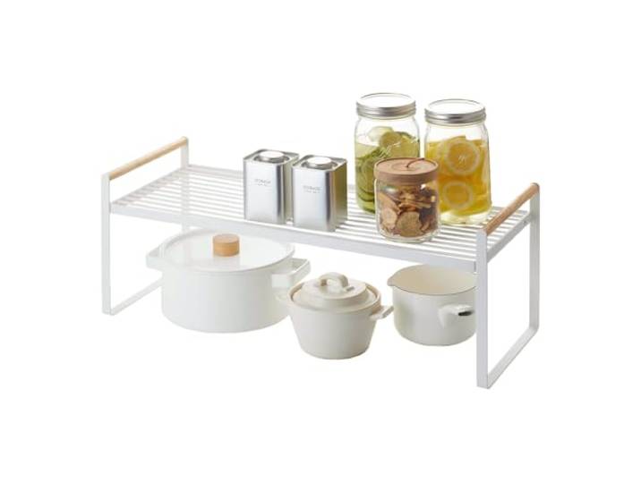 Yamazaki 3803 TOSCA Storage Shelf\, white\, Steel / Wood\, 60 x 22.5 x 22 cm