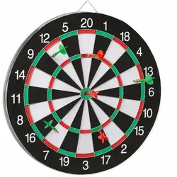 Relaxdays Dartscheibe Board X2 mit Pfeilen Weiß,Grün,Schwarz