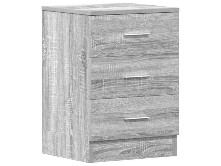 Fisinber Nachttisch Grau Sonoma 38x35x56 cm Beistellschrank 3 Schubladen Kompakter Beistellschrank fuers Schlafzimmer und Wohnzimmer mit 3 Schubauszuegen fuer stets griffbereite Kleinigkeiten.