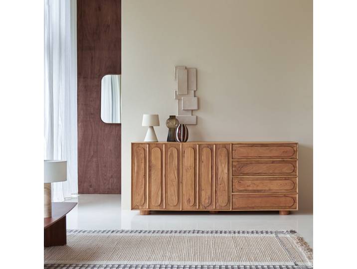 Buffet aus massivem Akazienholz 200 cm Olga - Natur - Acacia