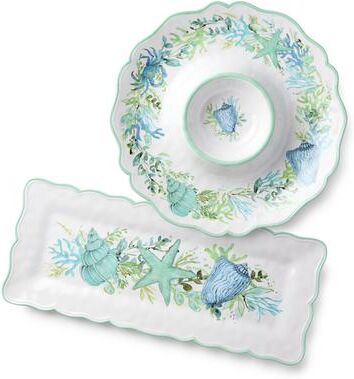 "Certified International Sea Glass Melamine 2 Piece Appetizer Set - 19.00""L x 8.00""W x 0.75""H"