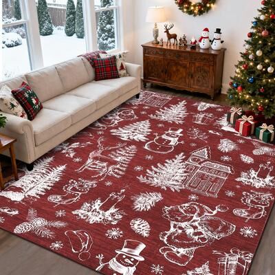Garvee Christmas Themed Festival Winter Decoration Area Rug
