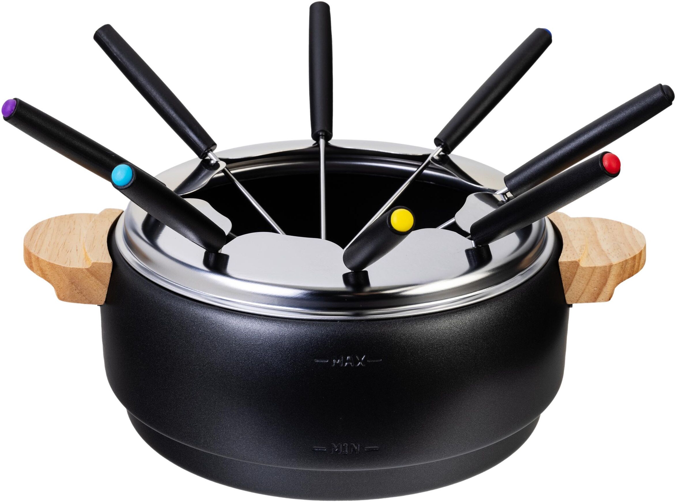 FURBER Fondue "Chalet 11 Teile", schwarz (schwarz, silberfarben), Fondues, Fondue schwarz, silberfarben Einheitsgröße