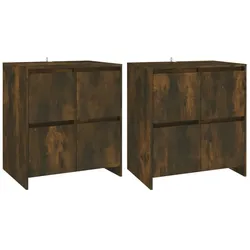 vidaXL Sideboards 2 Stk. Räuchereiche 70x41x75 cm Holzwerkstoff