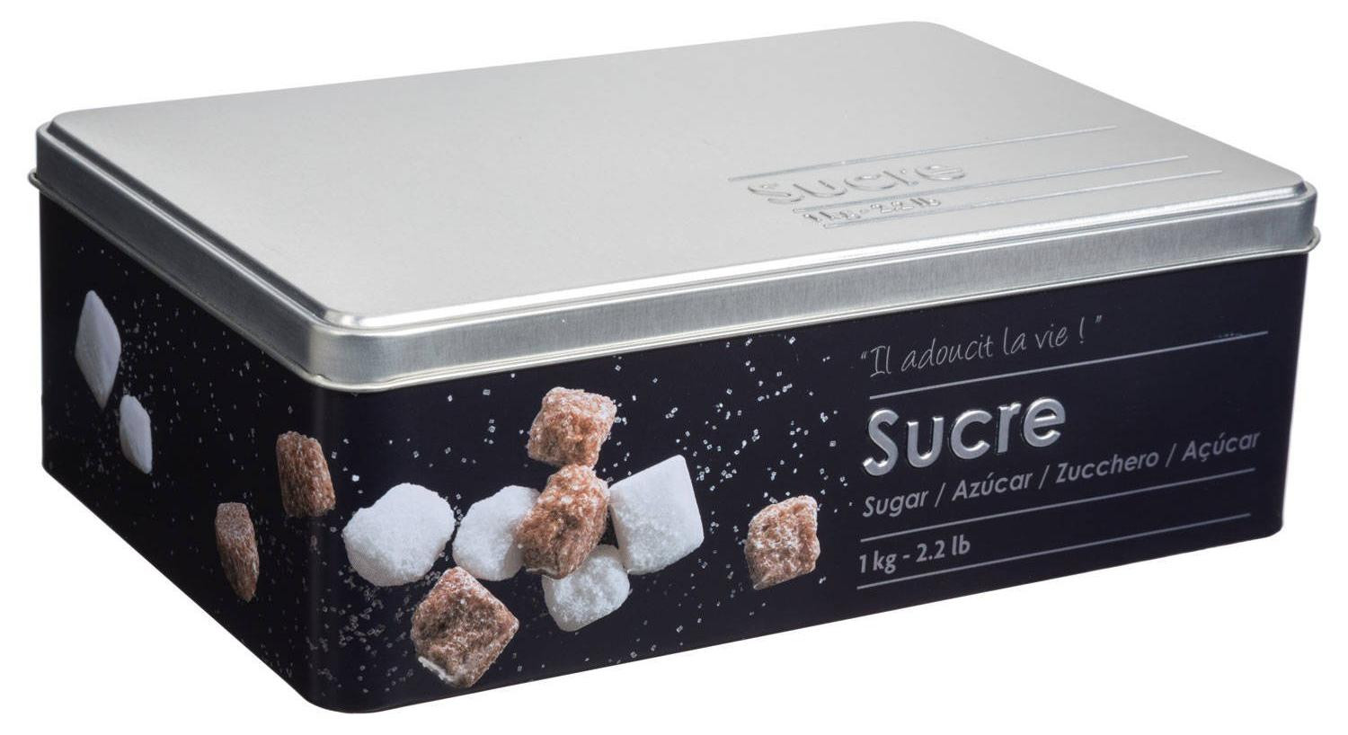 5five Simply Smart suikerpot voor bloksuiker Black Edition, wit metaal en zwart, geschikt voor 1 kg