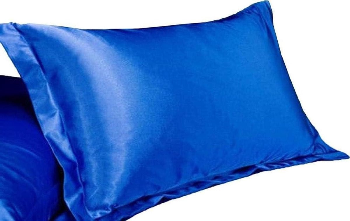 Set van 2 zijdezachte satijnen kussenslopen - Blauw