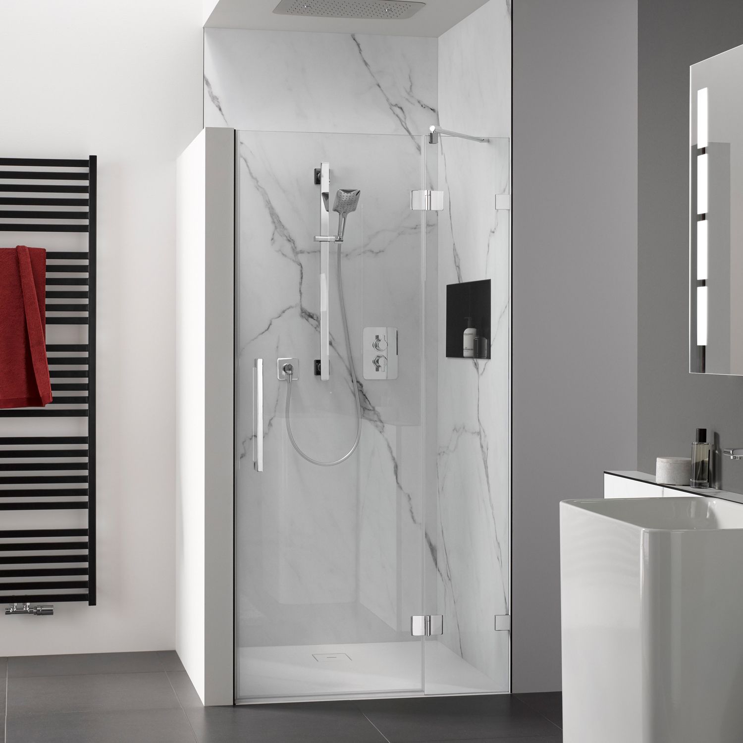 HSK Aperto Pur swing door side part niche special size, connection r. AOP.104-41-50-R